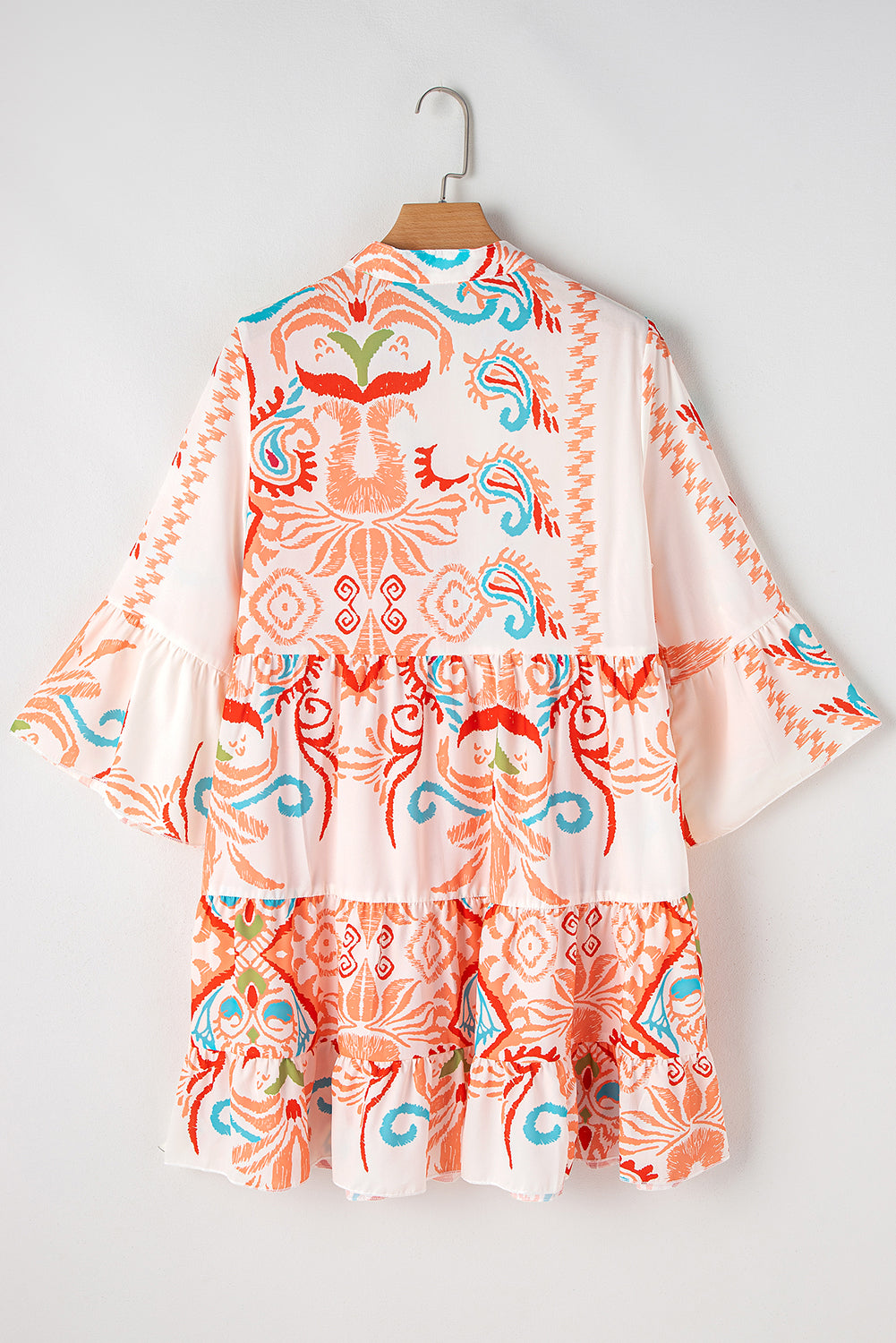 Tribal Bracelet Sleeve Buttoned Mini Dress | Orange