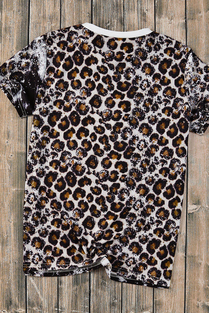 Western Steer Head Aztec  Print Crew Neck Tee | Leopard