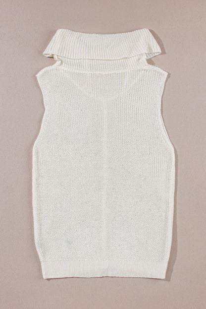 Central Seam Cowl Neck Sweater Vest | White