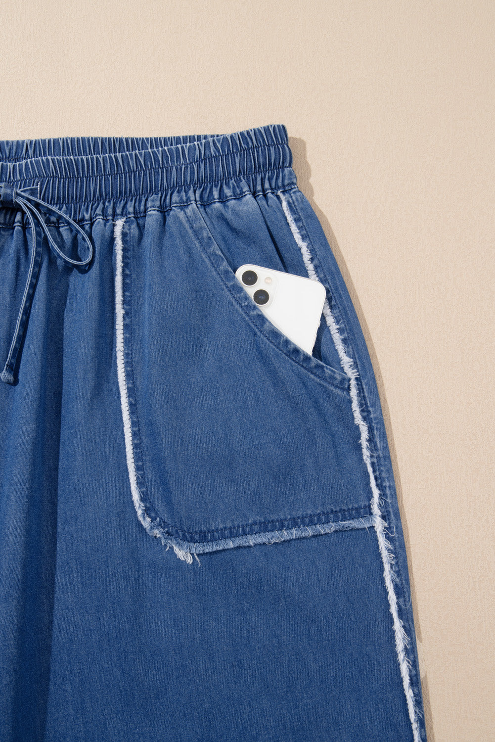 Washed Denim Chambray Loose Plus Size Pants | Sail Blue