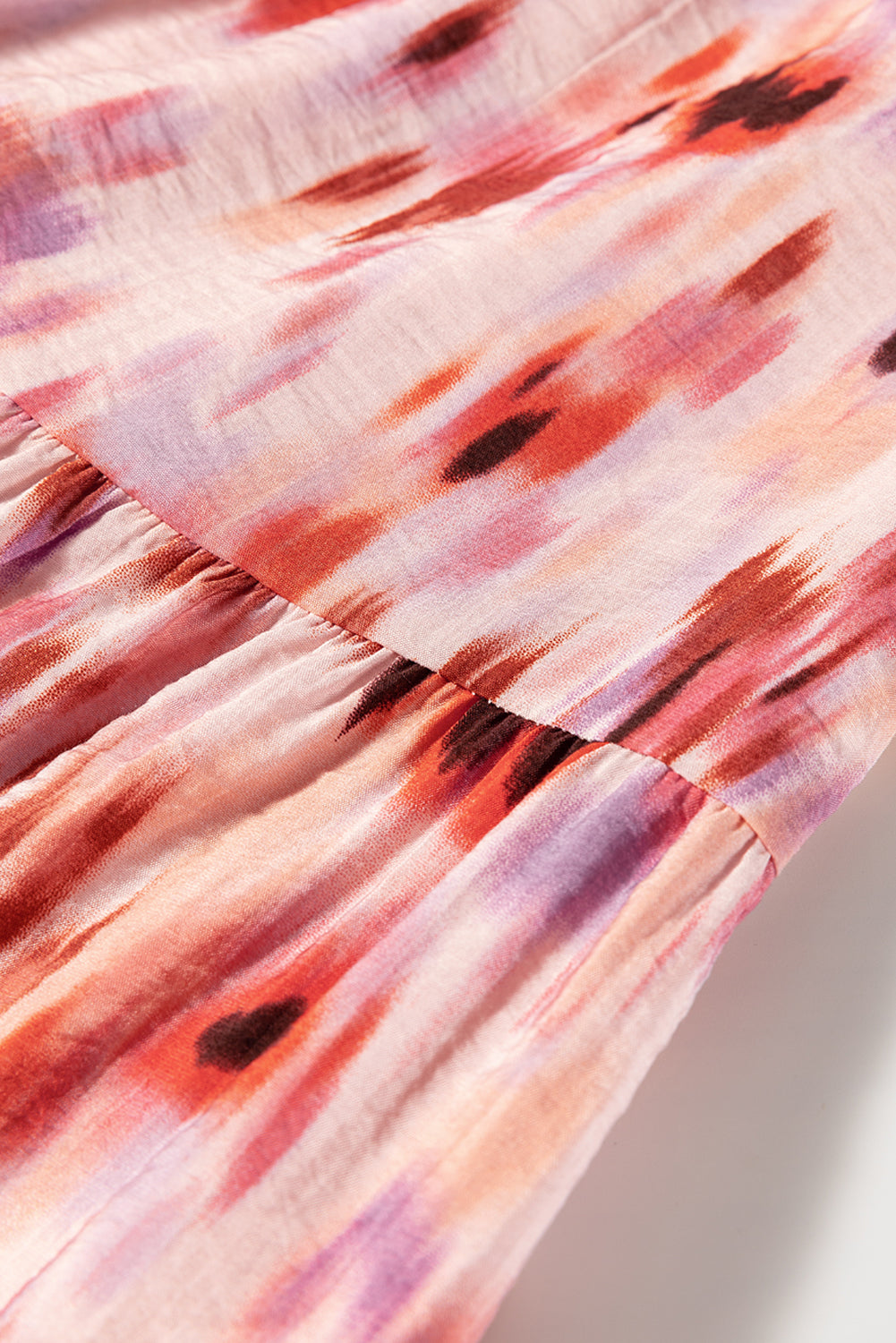 Abstract Watercolour Tie Dye Tiered Maxi Skirt | Pink