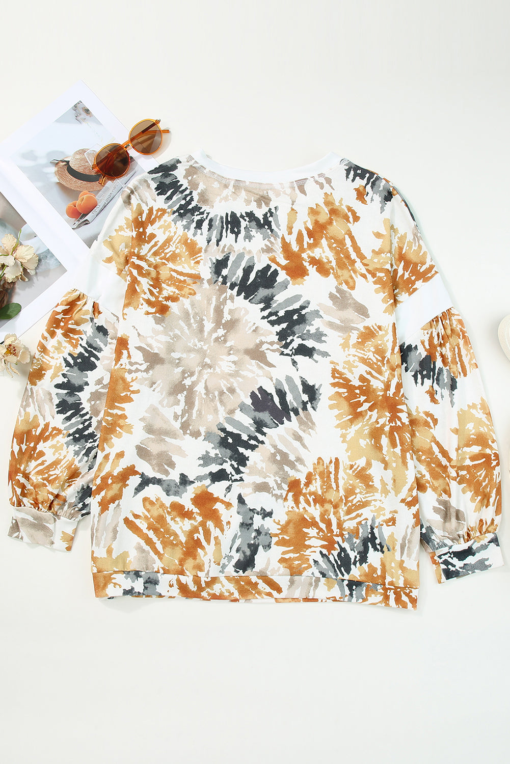 Plus Size Tie Dye V Neck Sweatshirt | Multicolour