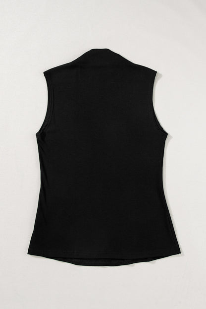 Solid Mock Neck Tank Top | Black