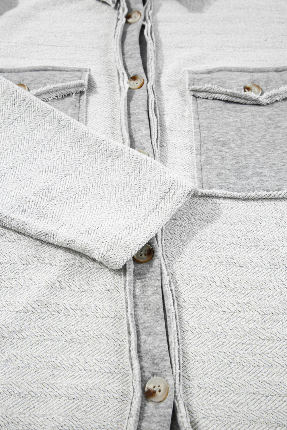 Contrast Flap Pockets Relaxed Shacket | Gray