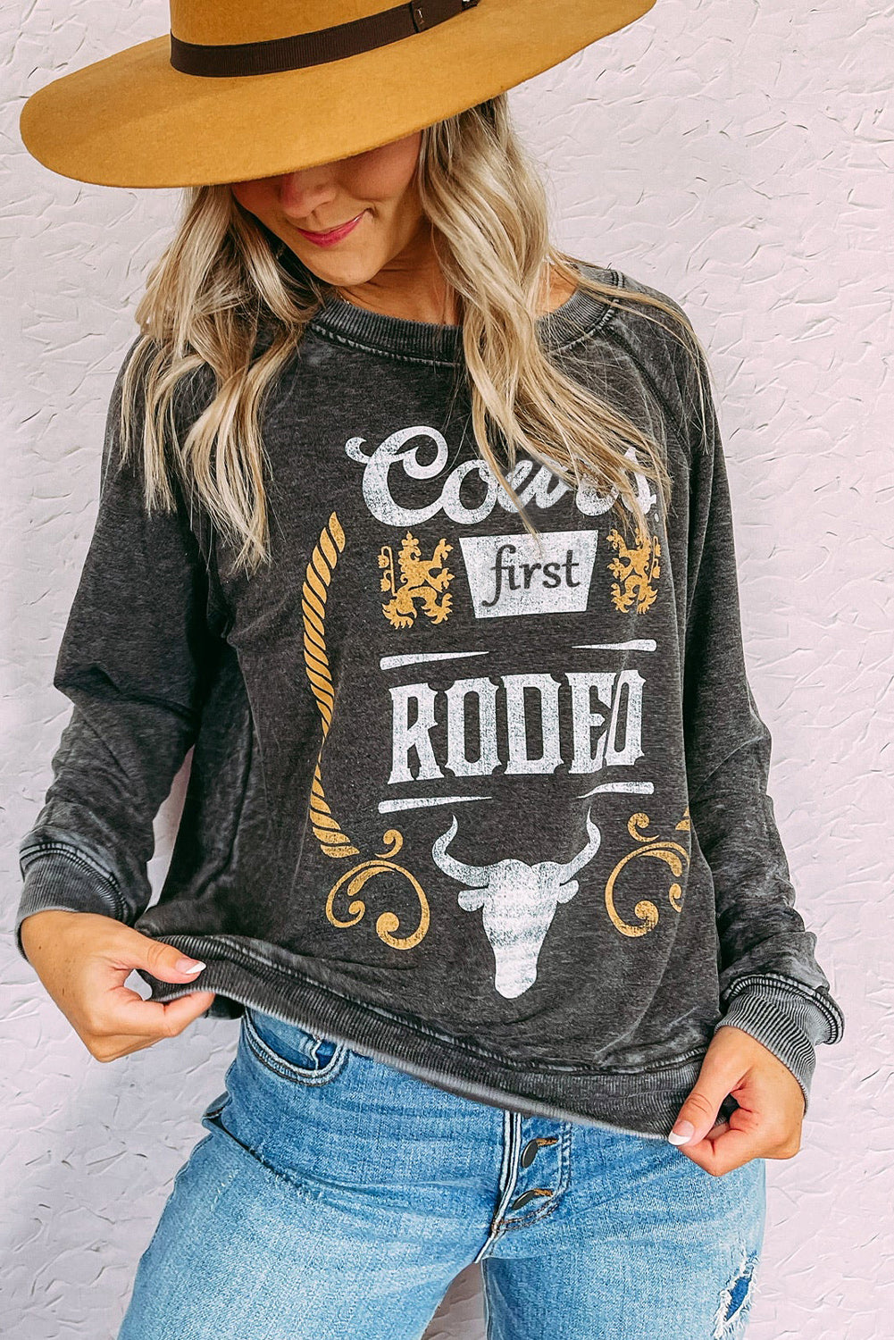 Coors Banquet Rodeo Graphic Mineral Washed Sweatshirt | Gray