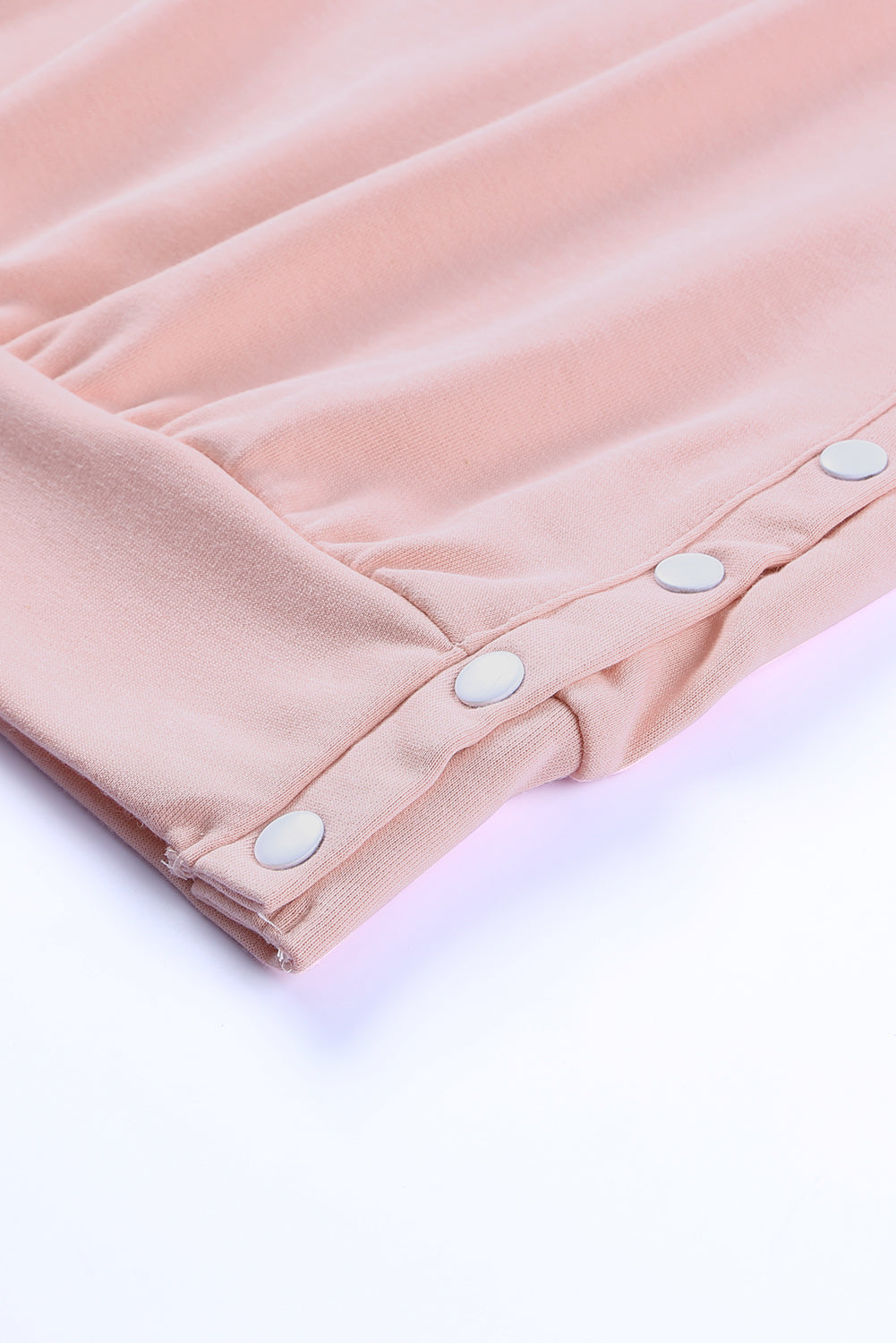 Crew Neck Slit Buttons Sweatshirt | Pink