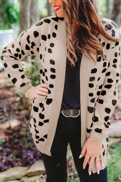 Animal Spotted Pattern Open Front Cardigan | Leopard