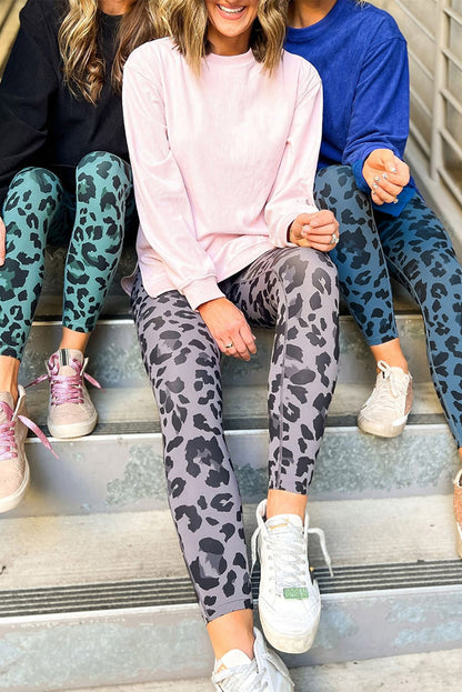 Classic Leopard Print Active Leggings | Blue