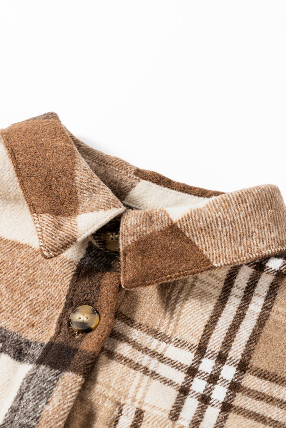 Flannel Plaid Double Flap Pocket Shacket | Light French Beige