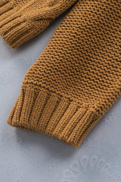 Cuddle Weather Cable Knit Handmade Turtleneck Sweater | Yellow