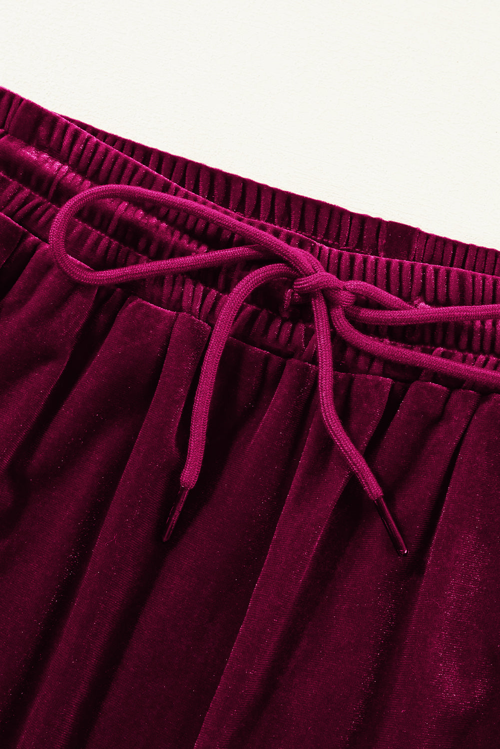 Solid Drawstring Waist Wide Leg Pants | Burgundy