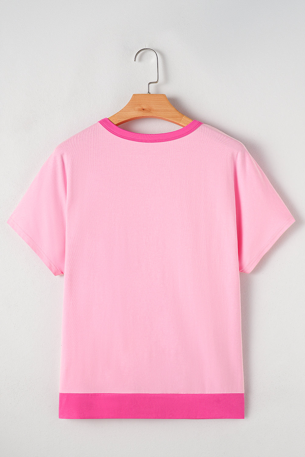 Two Tone Half Buttons Collared T Shirt | Pink