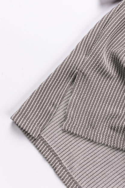 Ribbed Roll-Tab Sleeve Oversize Top | Philippine Gray