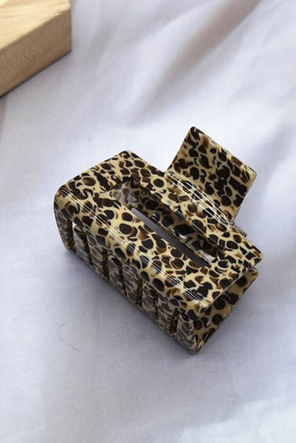 Leopard Print Cutout Square Claw Clip | White