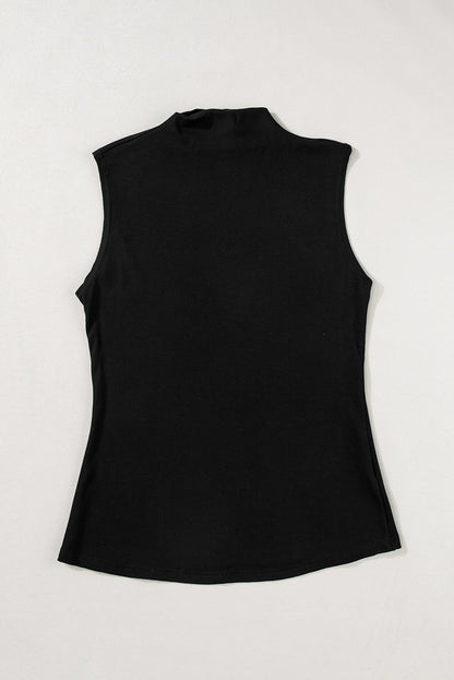 Solid Mock Neck Tank Top | Black