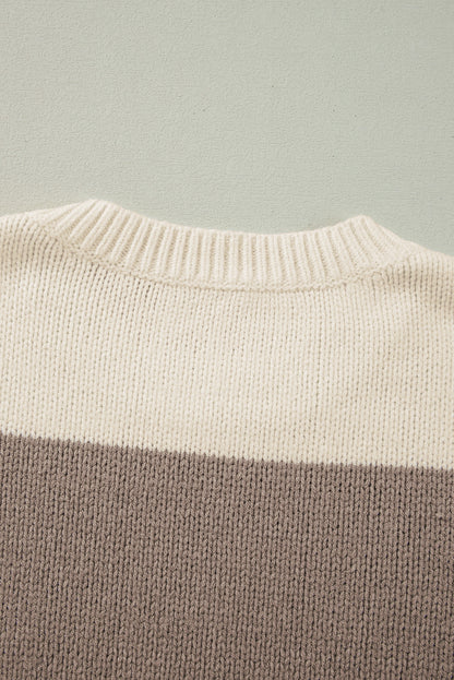 Colourblock Loose Pullover Sweater | Simply Taupe