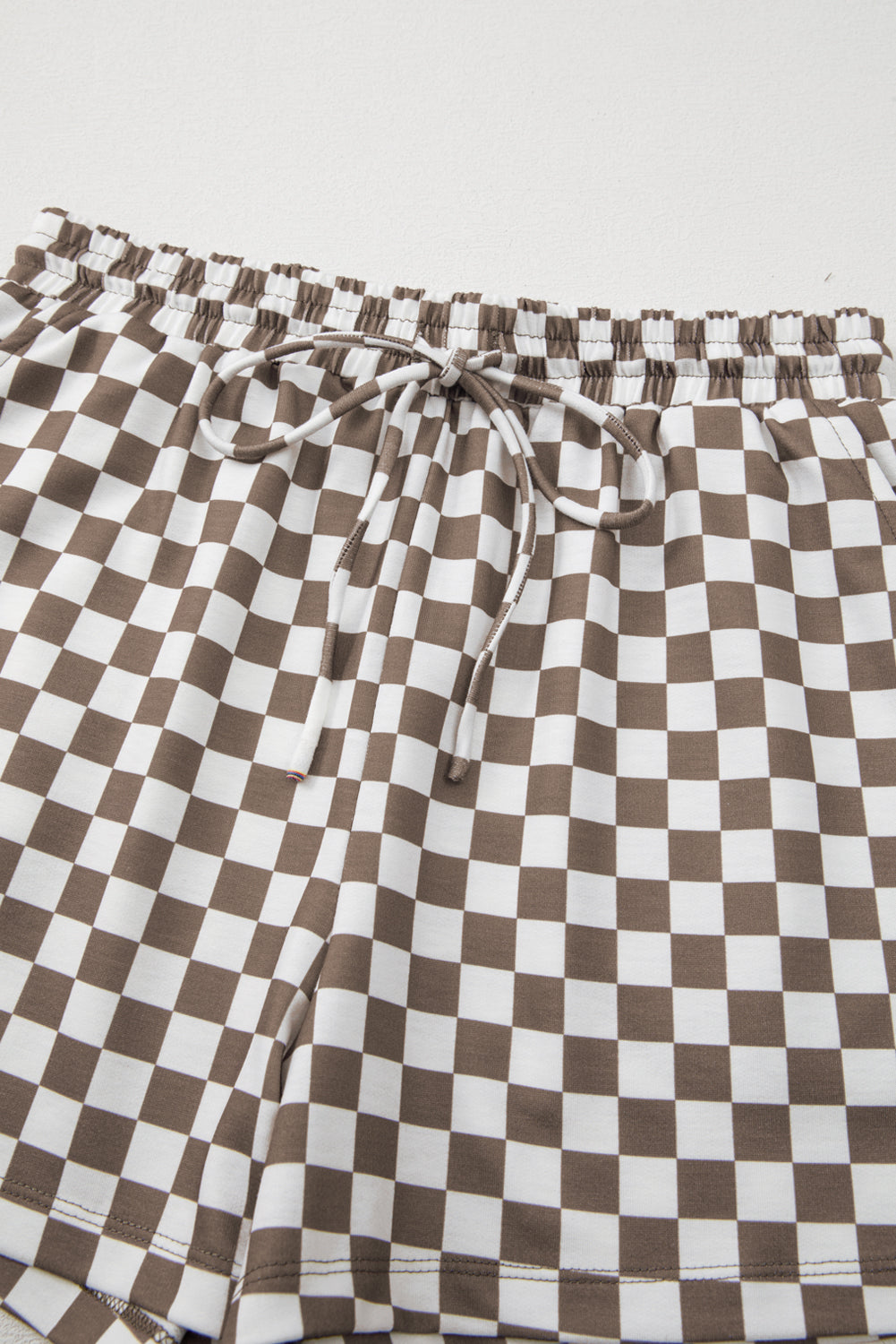 Checkered Top And Short Casual 2 Piece Set | Brown