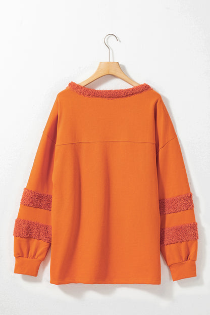 Fleece Patchwork Side Slits High Low Sweatshirt | Carrot