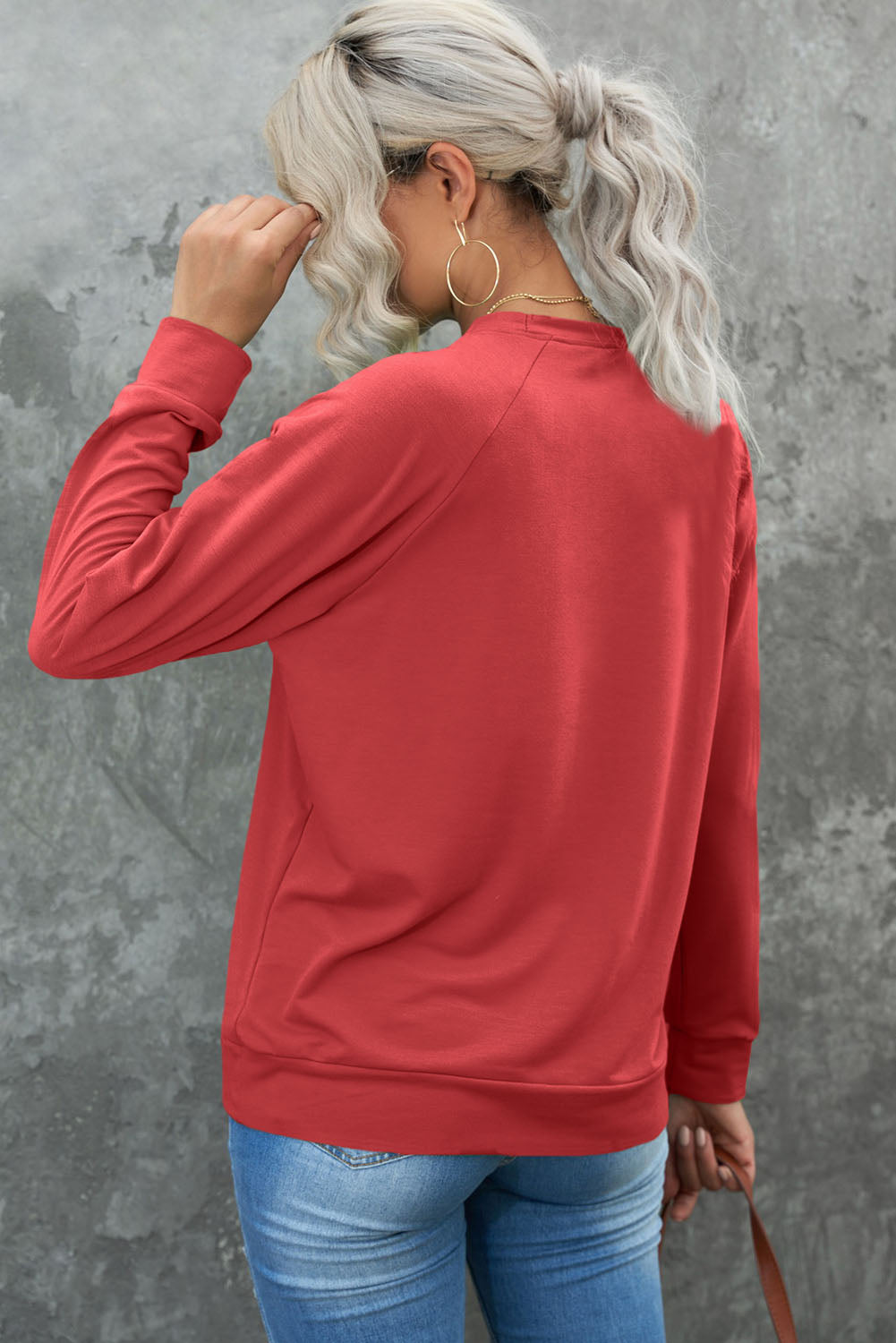 Fiery  Simple Heart Graphic Valentine'S Sweatshirt | Red