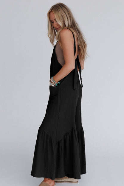 Wide Leg Ruffle Jumpsuit | Black