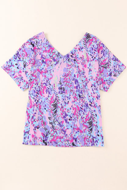 Loose Painted Floral Tee | Pink