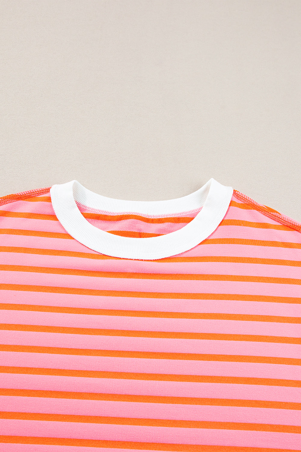 Oversized Contrast Trim Exposed Seam High Low T Shirt | Multicolour