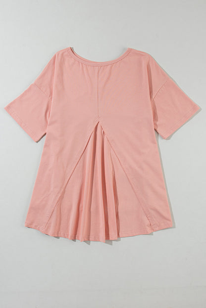 Mineral Wash Studded Star Patch Graphic High Low Tee | Apricot Pink