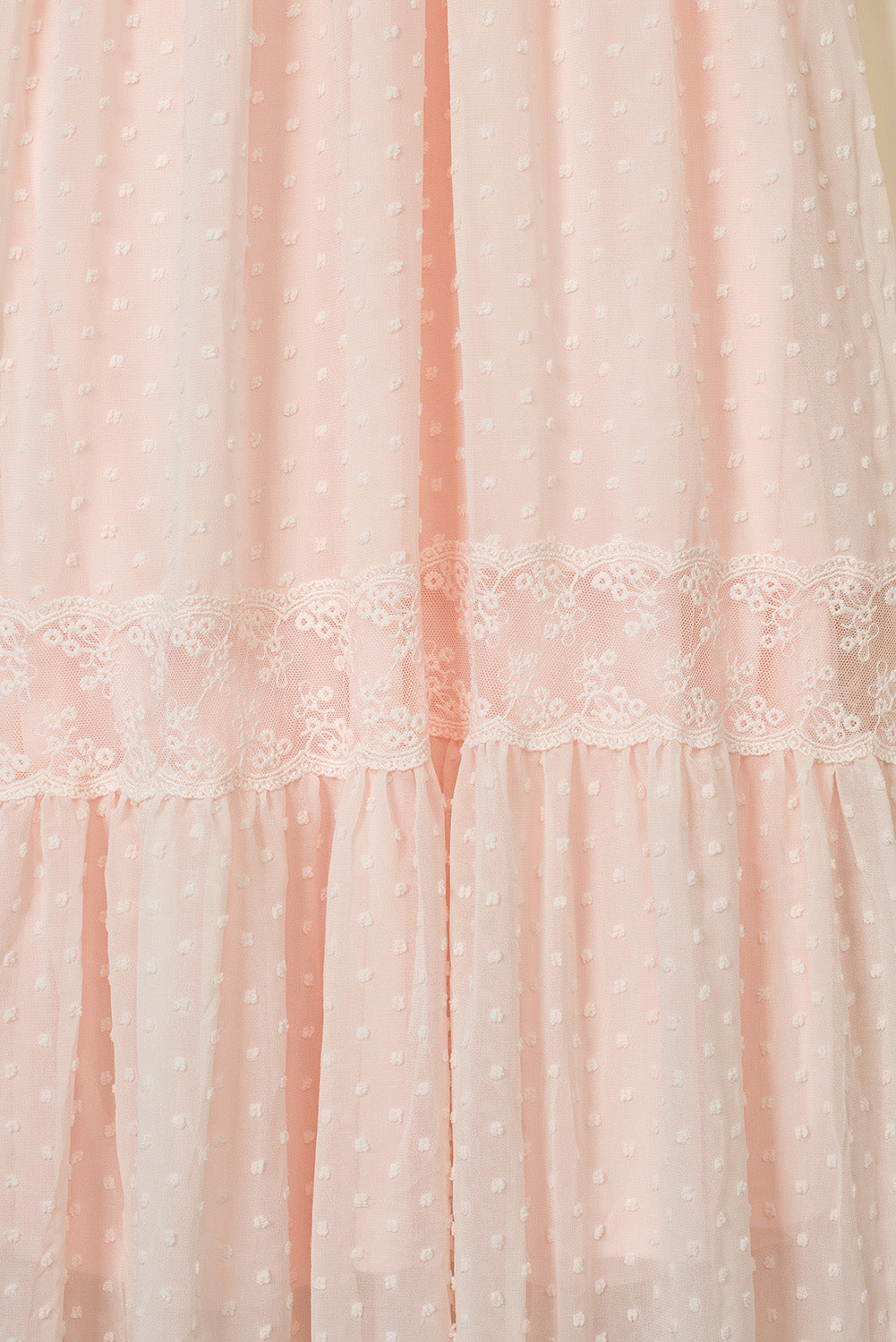 Swiss Dot Lace Trim Maxi Dress | Pink