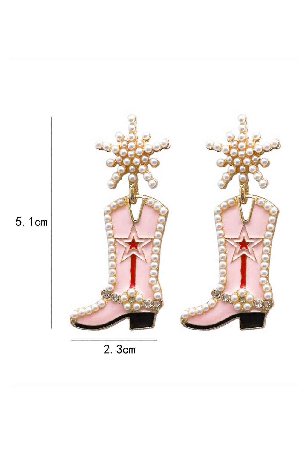 Pearl Decor Boots Shape Dangle Stud Earrings | Strawberry Pink