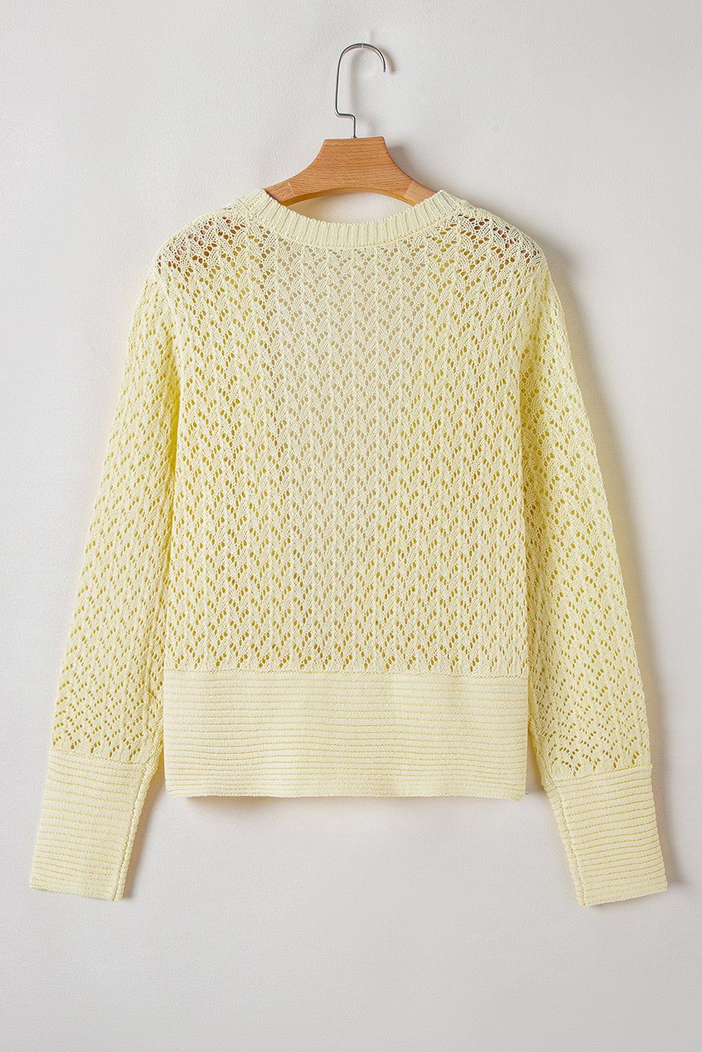 Pointelle Knit Open Front Short Cardigan | Yellow Cream