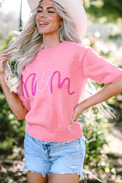 Mom Tinsel Front Short Sleeve Sweater | Bonbon