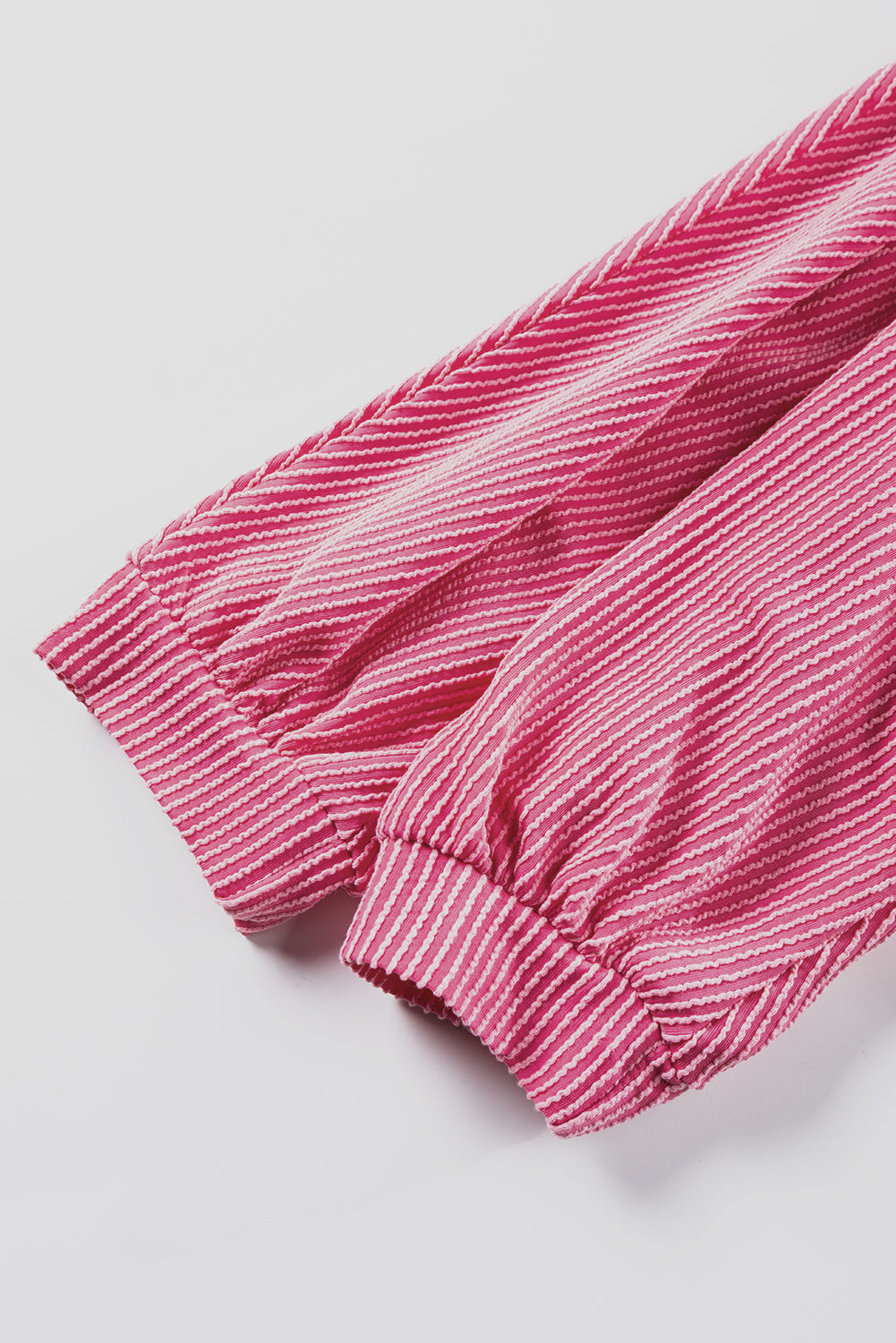 Striped Print Bracelet Sleeve V Neck Top | Strawberry Pink