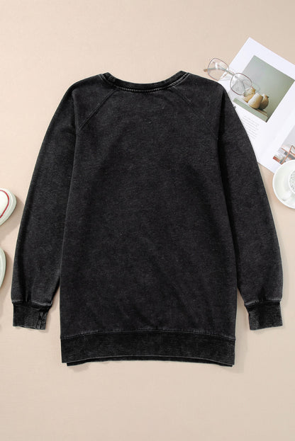 Mineral Wash Oversized Pullover Sweatshirt | Black