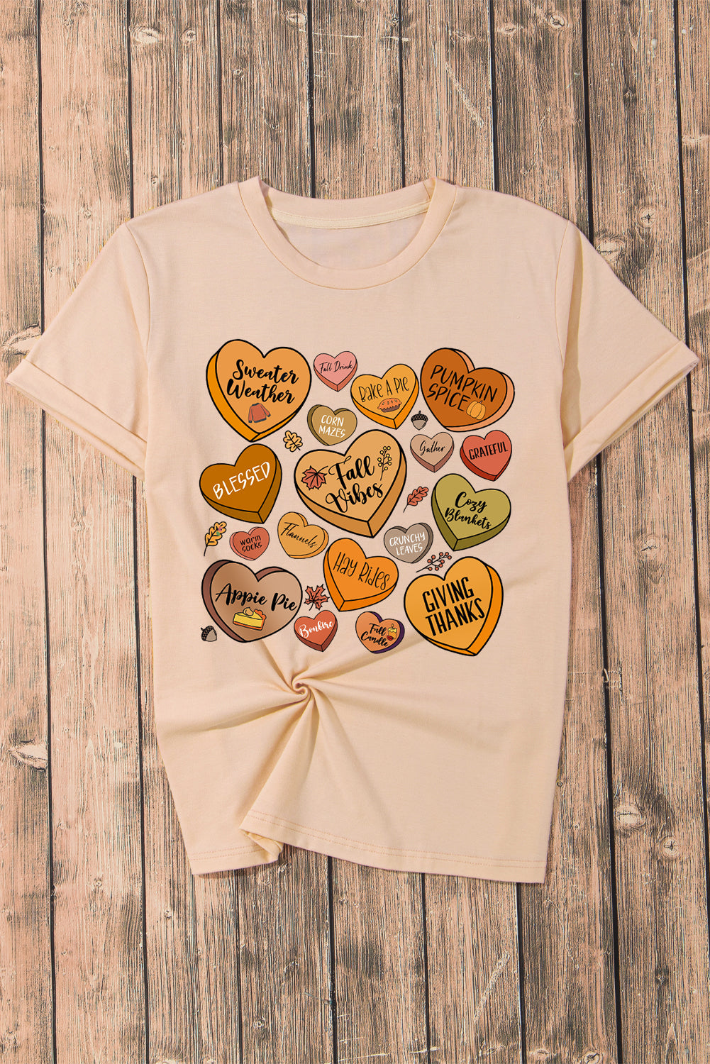 Candy Heart Thanksgiving Graphic Tee | Khaki