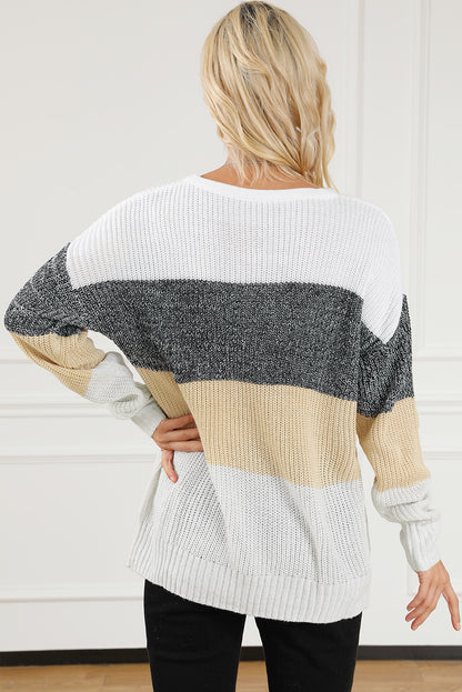 Colour Block Drop Shoulder Knit Sweater | Multicolour