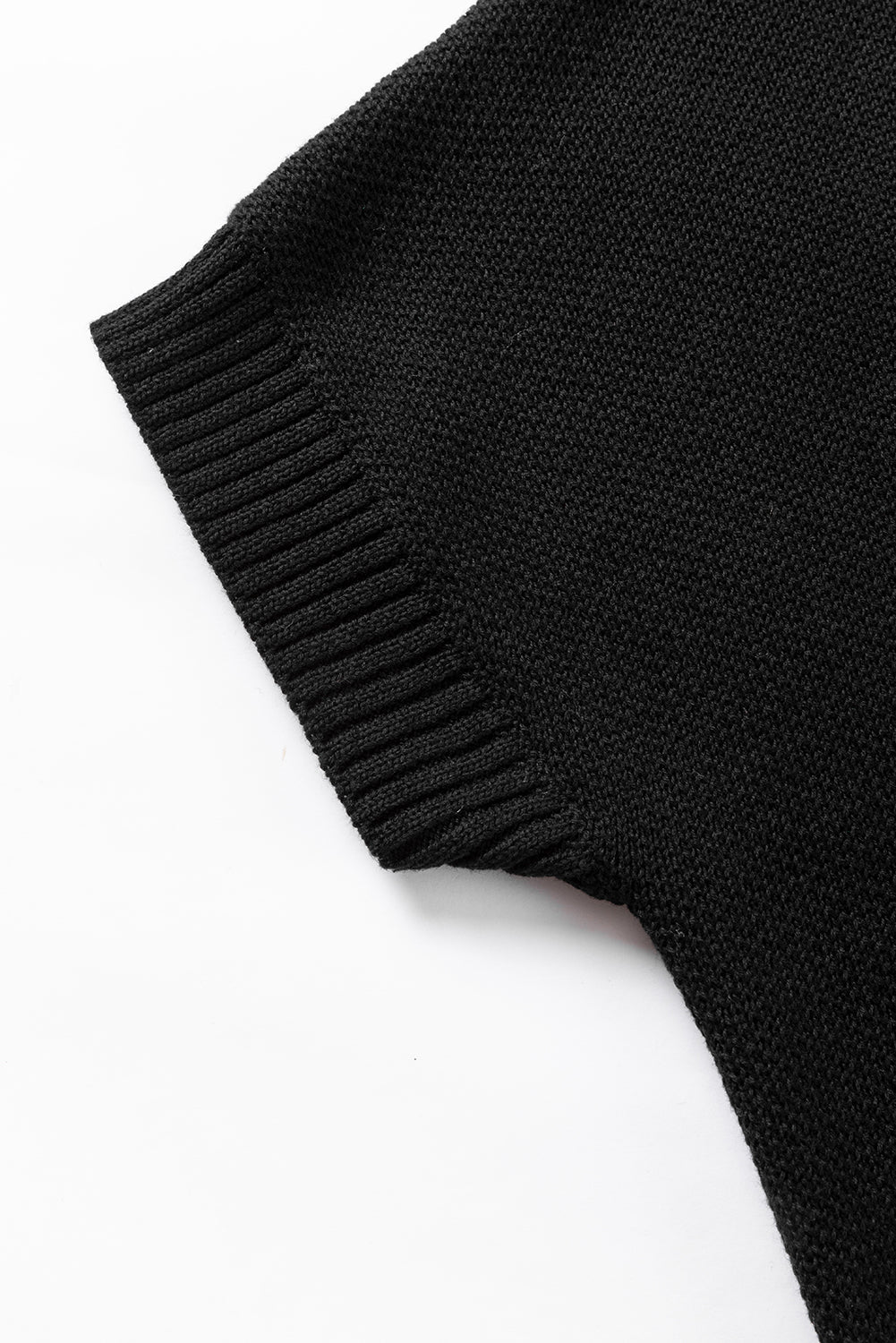 Quarter Zip Short Batwing Sleeve Sweater | Black