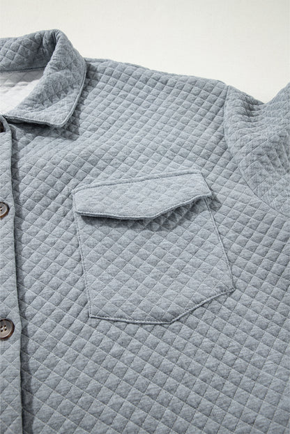 Plus Size Quilted Pattern Shacket | Gray