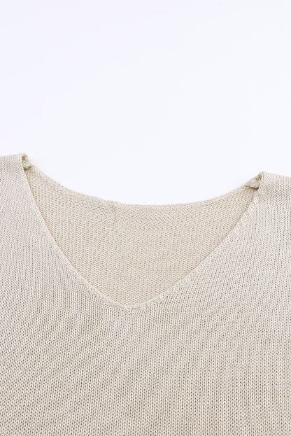 Lightweight Knit Fringe Hem Loose Sweater | Khaki