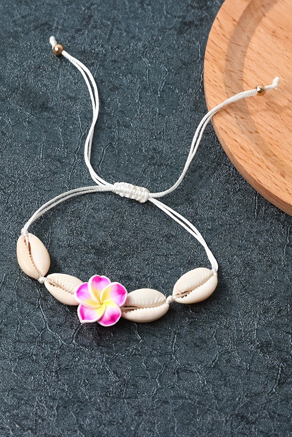 Flower Seashell Adjustable Bracelet | White