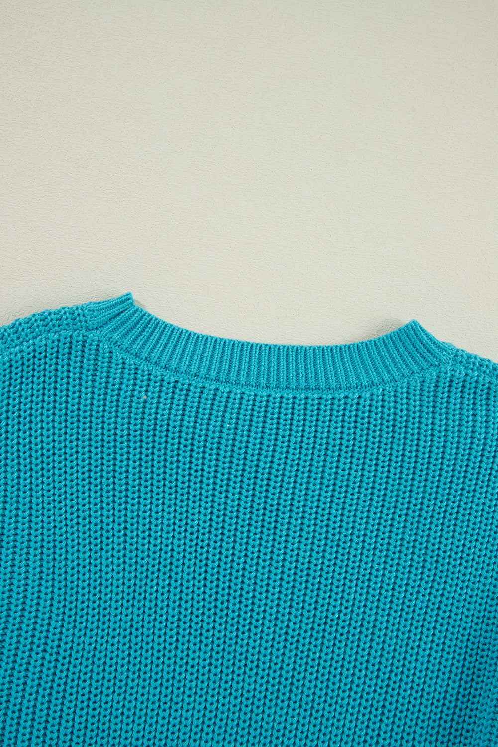 Ruffled Eyelet Bubble Sleeve Sweater | Turquoise