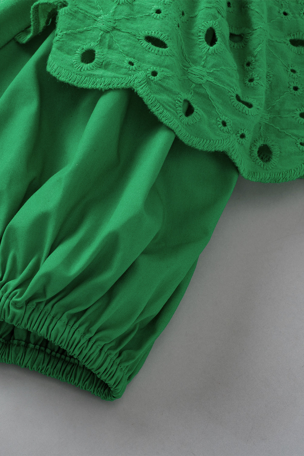 Anglaise Embroidered Puff Short Sleeve Top | Bright Green