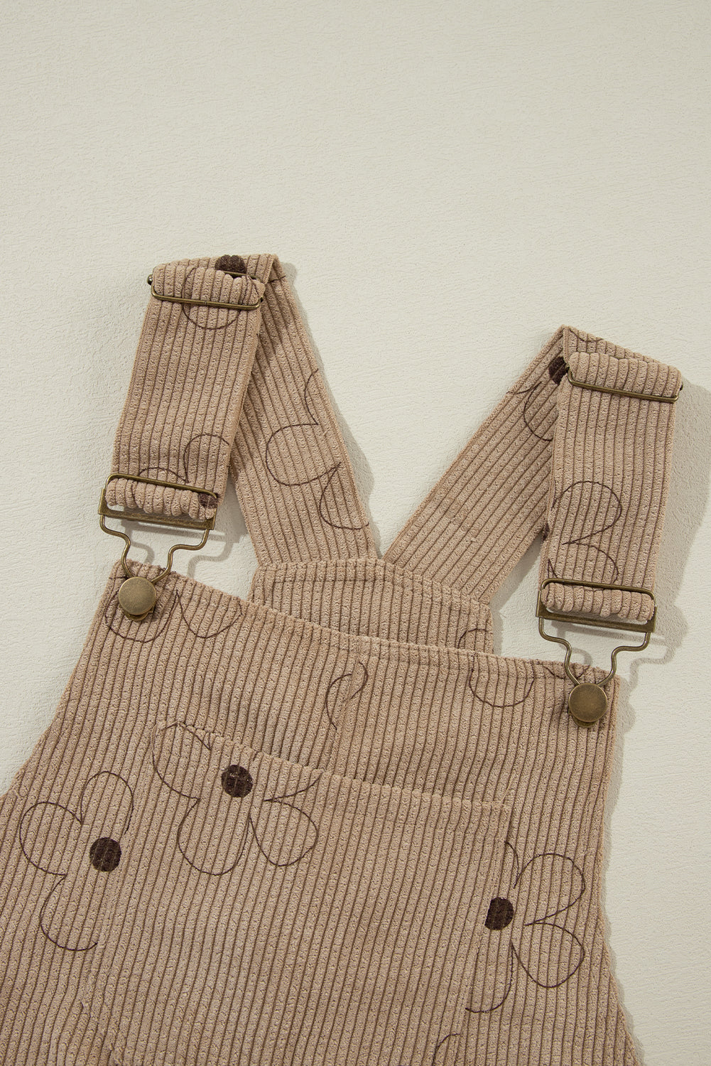 Flower Print Corduroy Overalls | Khaki