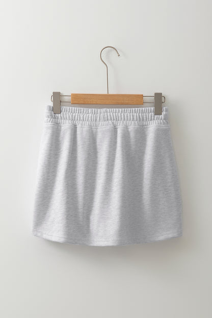 French Terry Drawstring Mini Skort With Pockets | Light Grey