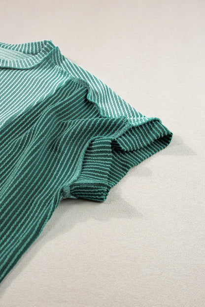 Textured Colourblock Crew Neck T Shirt | Mint Green