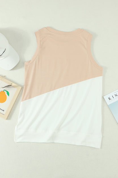 Crew Neck Colourblock Tank Top | Apricot