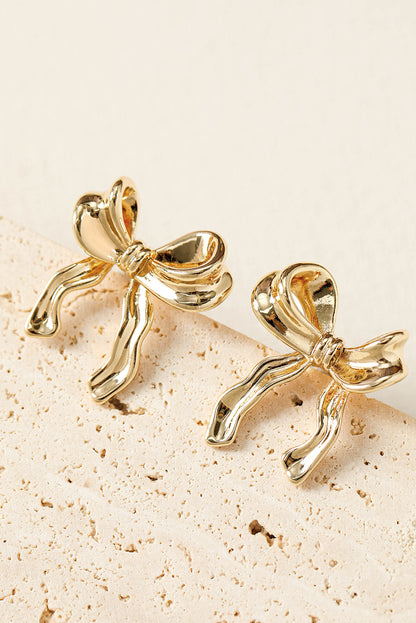 Elegant Bow Design Plated Studded Earrings | Gold