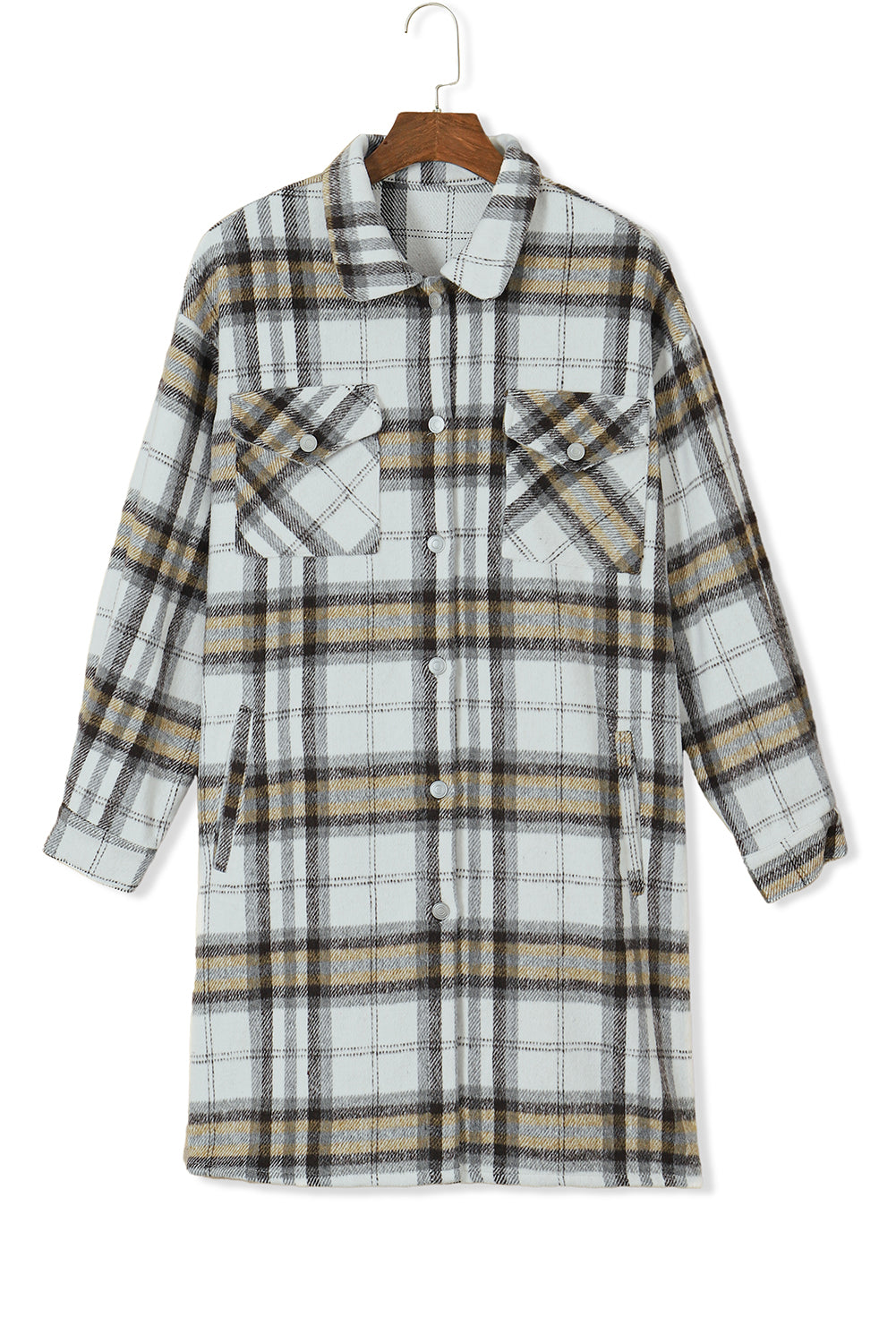 Plus Size Plaid Pocketed Side Slit Shacket | Multicolour