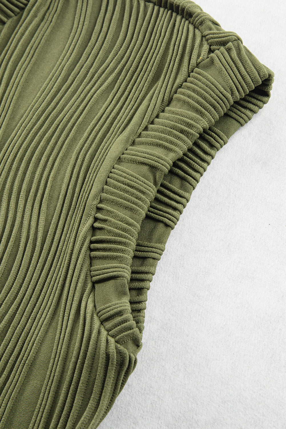 Wavy Texture Cap Sleeve Top | Jungle Green