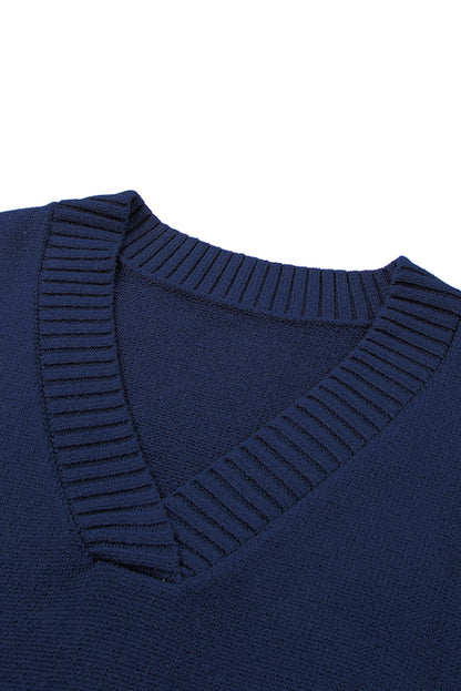 Dark  Knit Vest Pullover Sweater | Blue