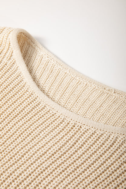 Colourblock Striped Drop Shoulder Cozy Sweater | Beige